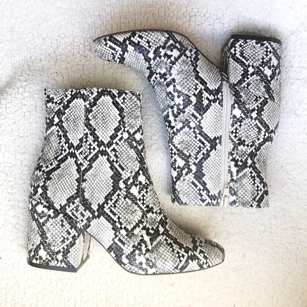 SOLD- UO Margot snake print chunky heel booties - Picture 3 of 6